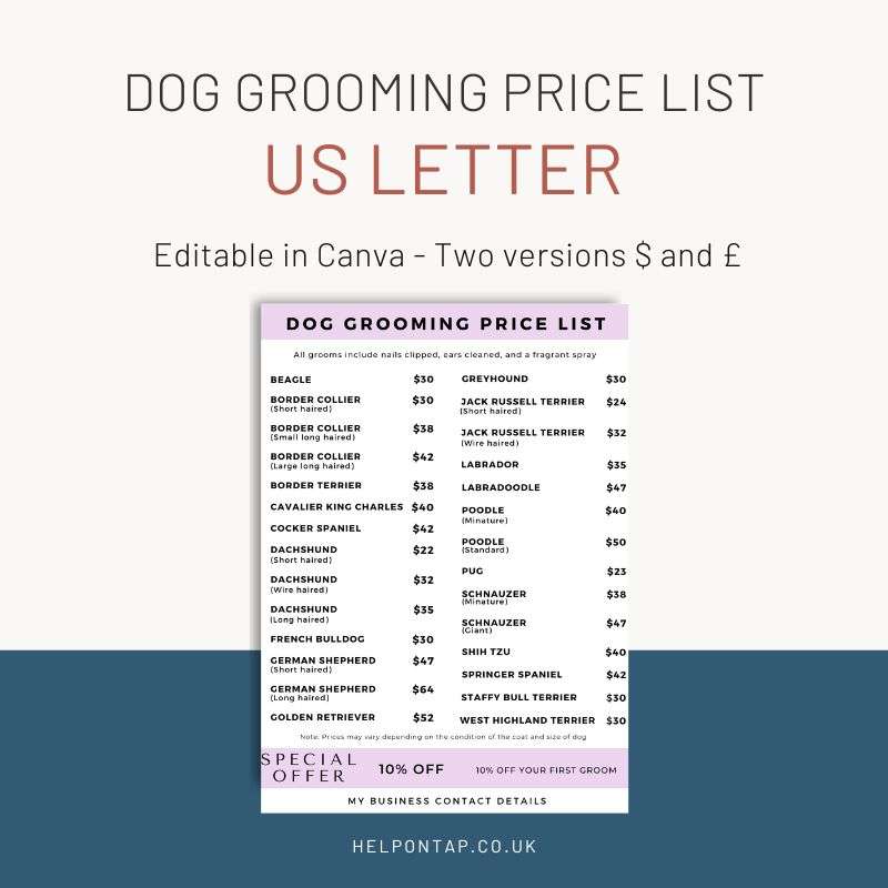 Dog Grooming Price List By Breed