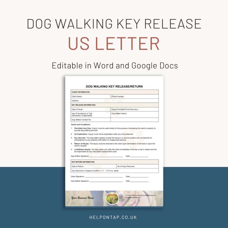Dog Walking Key Release Return Form