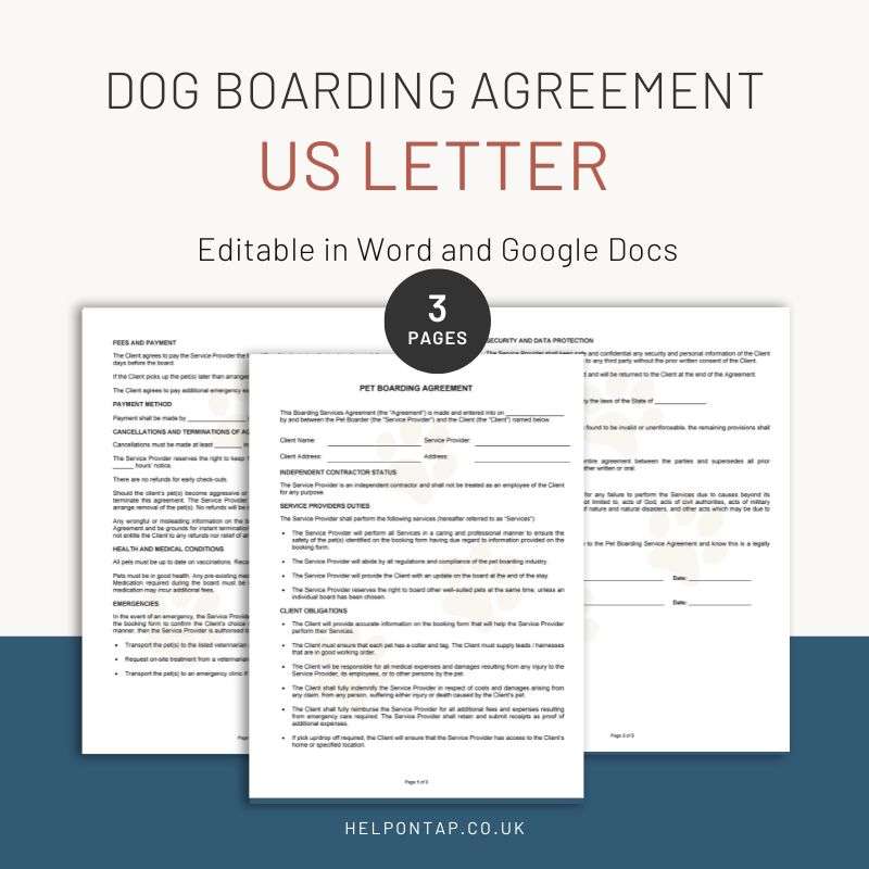 Dog Boarding Agreement